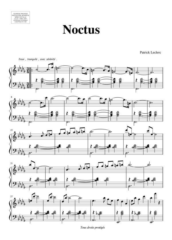 Noctus - La Partition de Piano